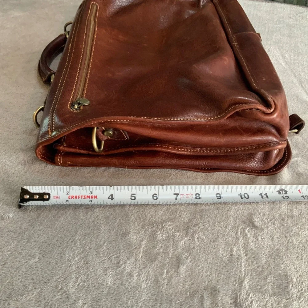 BuccioPalermo Italian Brown Leather Messenger Bag Briefcase Satchel RFR Monogram